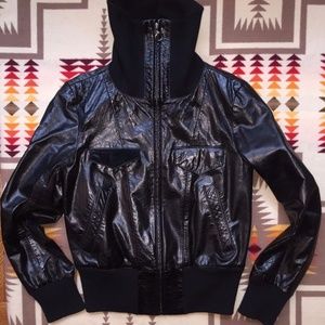 Club Monaco Genuine Leather Moto Bomber Jacket